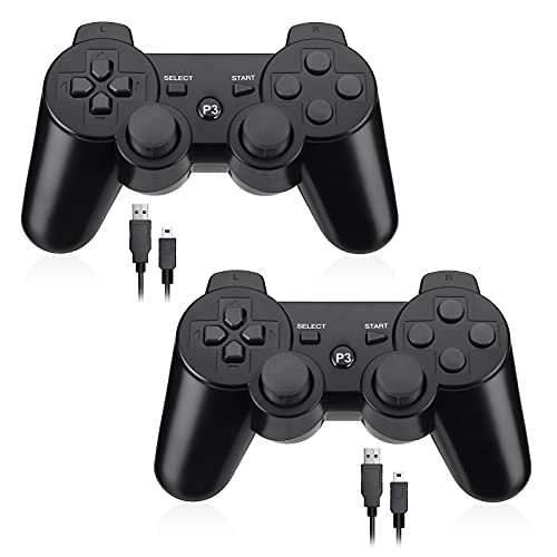 Powerextra PS3 Manette 2 Pack sans Fil Bluetooth Manette Haute Performance pour Console de Jeu Playstation 3 pour Double Shock avec Câble de Recharge