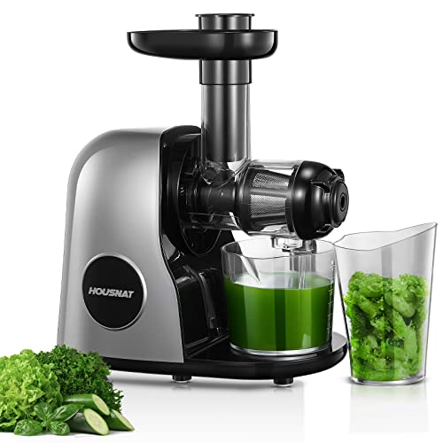 Housnat Extracteur de Jus de Fruits et Légumes, Extracteur Jus avec moteur silencieux, Slow Juicer Nutriments Maximaux - 90% Jus Pureté, Extracteur jus de Fruits et Légumes, Fonction Inverse