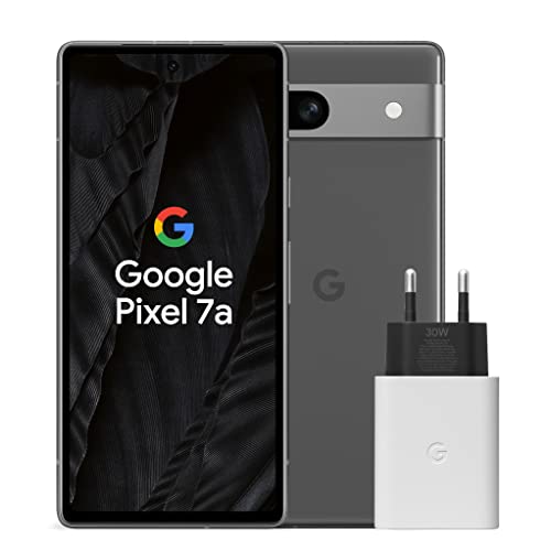 Google Pixel 7a et chargeur – Smartphone Android 5G débloqué avec objectif grand angle et 24 heures d'autonomie – Charbon