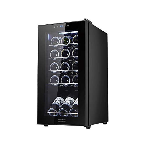 Cecotec Cave à Vin GrandSommelier 15000 Black Compressor. Capacité pour 15 Bouteilles, Rendement élevé avec Compresseur, Température réglable, Seulement 42 DB, Efficacité énergétique G