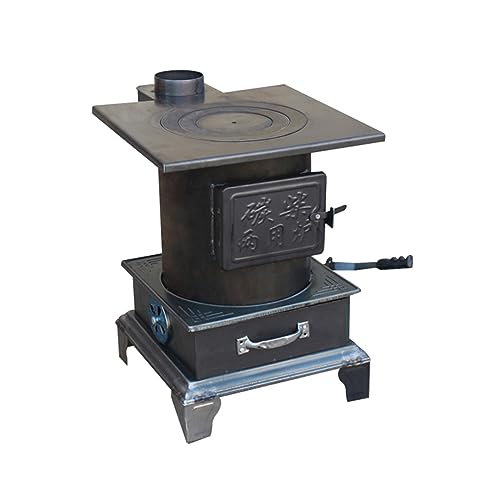 Poeles A Bois, Poele A Bois Fonte, Poêle de Tente de Camping Multifonctionnel, Poêle à Bois pour la Cuisine de Chauffage D'abri de Tente à la Maison, Noir