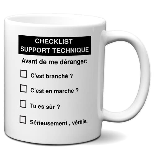 L'Esprit Des Anges Tasse-Mug Cadeau - Checklist Support Technique - Ingénieur Geek Informatique Humour