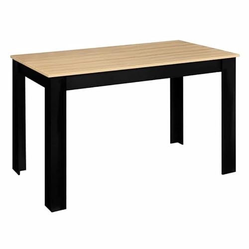 IDMarket - Table à Manger Rectangle ROZY 4 Personnes Noire Plateau façon hêtre 110 cm