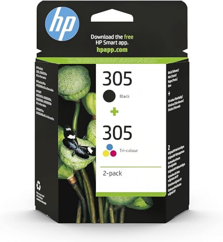 HP 305 Pack de 2 Cartouches d'Encre Noire et Trois Couleurs Authentiques (6ZD17AE)