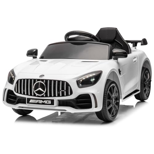 LALAHO Voitures électriques pour Enfants Mercedes Benz AMG avec Télécommande 2.4G, Véhicule électrique Enfant 2 Portes avec MP3 (Blanc)