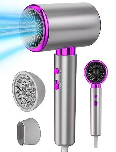 DMTIVMG Seche Cheveux 2400W Sèche Cheveux Professionnel Chaud et Froid Hair Dryer Puissant 3 Températures 2 Vitesses 1 Diffuseur 1 Concentrateur Thermo Protect pour Famille Voyage Salons de Coiffure