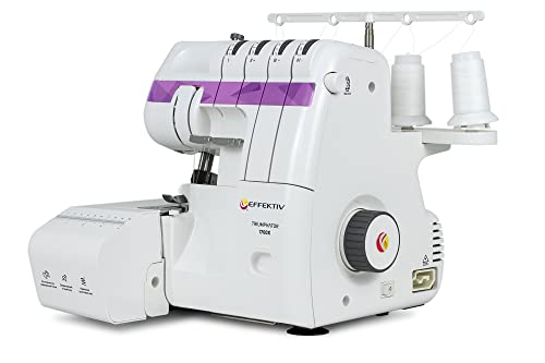 Surjeteuse EFFEKTIV Triumphator 1700X, Machine à Coudre Overlock, Filetage 3/4 Avec Différentiel, Cadre Entièrement en Métal, 14 points, Automatique, Puissant 120 W -1200 points/min, Pédale (Violette)