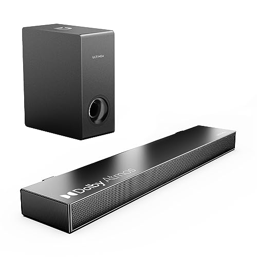 ULTIMEA Dolby Atmos Barre De Son pour TV, BassMAX, 3D Surround Système pour Haut-Parleurs, 2.1 Barre Son avec Caisson de Basse pour Home Cinéma, Ultradeluxe, 190W Crête, Nova S50 Série, Modèle 2023