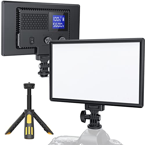 RALENO Lampe Vidéo Panneau LED 116, Lampe Caméra Rechargeable Portable avec Batterie 4000 mAh, CRI 95+ Intensité Variable 3200-5600K, Lampe Studio pour Vlogging Youtube Photographie Vidéoconférence