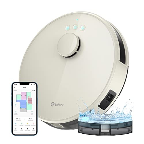 Lefant Robot Aspirateur Laveur Robot 2 en 1 4000Pa,Navigation LiDAR,Cartographie Multi-étage,Zones Virtuelles, Connecté Alexa/APP/WiFi,Idéal pour Poils d'animaux Tapis Sols Durs,M1 Champagne