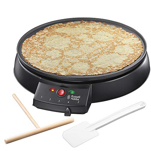 Russell Hobbs Crêpière électrique [Ø30cm - Familiale] Fiesta (plaque antiadhésive, spatule et répartiteur incl., idéal pour pancakes, galettes, burritos & taccos, thermostat réglable, 1000W) 20920-56