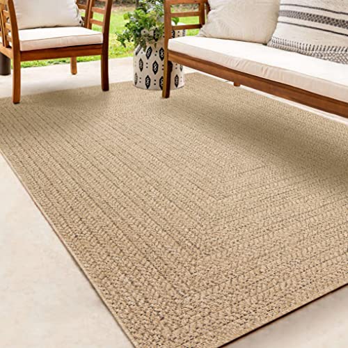 the carpet Kansas - Tapis d'extérieur Robuste au Look Naturel de Jute, résistant aux intempéries, Convient pour la terrasse et Le Jardin, 120 x 170 cm