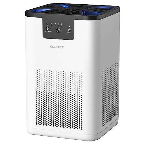 CONOPU Purificateur D'air Chambre Maison avec Fonction d'aromathérapie, Air Purifier Filtration En 3 Étapes, Veilleuse, Économie d'énergie