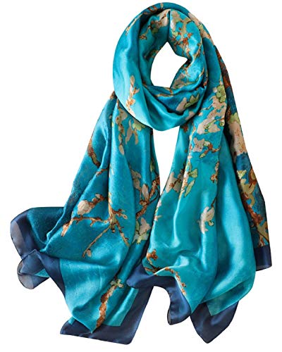 heekpek Foulard Femme Foulards en Soie de Mûrier Soie Foulard Imprimé Echarpe Foulard Leopard Wraps Foulard Satin Joli Foulard Fleur Châle Long Foulard