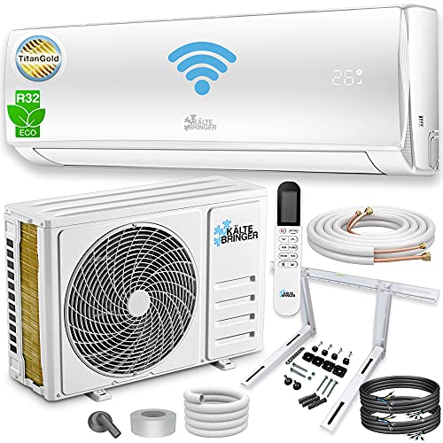 Kältebringer Climatiseur Split - 12000 BTU (3,4 kW) - Avec fonction chauffage, WiFi et App - très silencieux & économe en énergie - kit complet, 5m conduite de frigorigène, R32, matériel de montage