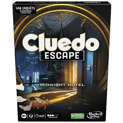 Hasbro Gaming Cluedo Escape : Midnight Hotel, Jeu d'enquête coopératif façon Escape Game à Usage Unique, 1 à 6 Joueurs dès 10 Ans.