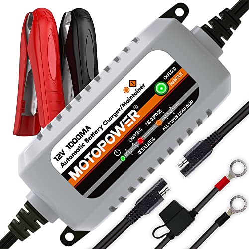 MOTOPOWER MP00205B 12V 1000mA Chargeur/Mainteneur de Batterie entièrement Automatique