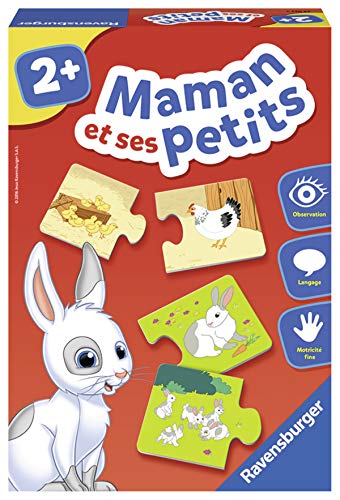 Ravensburger - Jeu Educatif - Maman et ses petits - Découverte des animaux - Premier jeu d'association - Puzzle enfant Premier Age - A partir de 2 ans - 24023