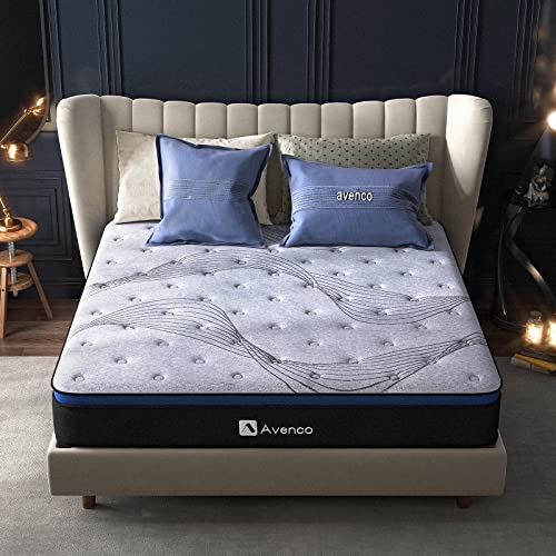 Avenco Matelas 160×200, Épaisseur 24cm, Matelas Ressorts Ensachés Indépendants, 3 Zones de Confort, Mémoire de Forme en Gel, Matelas en Mousse de Fibre de Bambou, Parfait Soutien, Fermeté Modérée