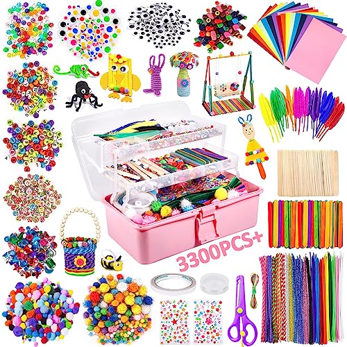 Purpledi 3300+ Pièces Kit Bricolage Enfants, DIY Activité Manuelle Loisir Creatif, Artistiques Cadeau Garçon et Fille ge 3+ Ans