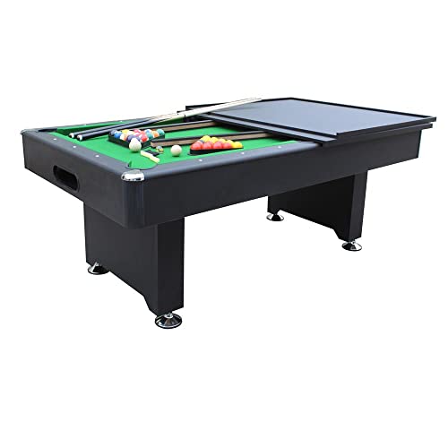 Billard Américain Convertible Table dinatoire - 213 x 121 x 80 cm - Retour de boules Automatique, Tapis en Laine Vert et Accessoires Inclus