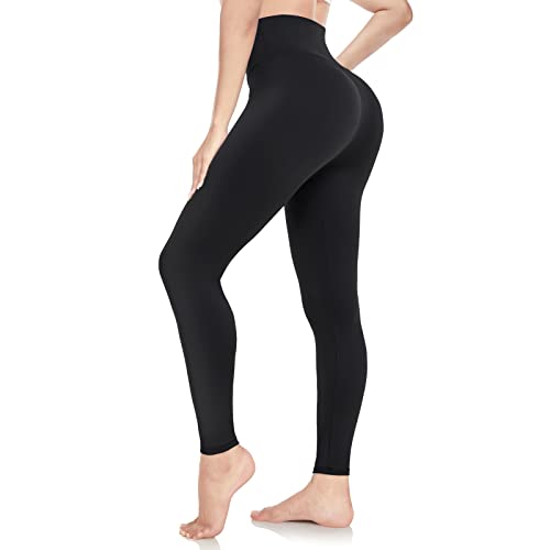 Leggings Femme Pantalon de Sport Jogging Taille Haute Femme Yoga Fitness Gym Opaque Doux Leggings(1 Pièces Noir,L-XL)