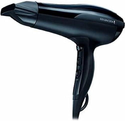 Remington Sèche-cheveux Ionique [Puissant & Léger] Pro-Air (2200W, Ergonomique, Céramique, Séchage Rapide, 3 températures/ 2 vitesses, sans frisottis, air frais, concentrateur & Diffuseur) D5210