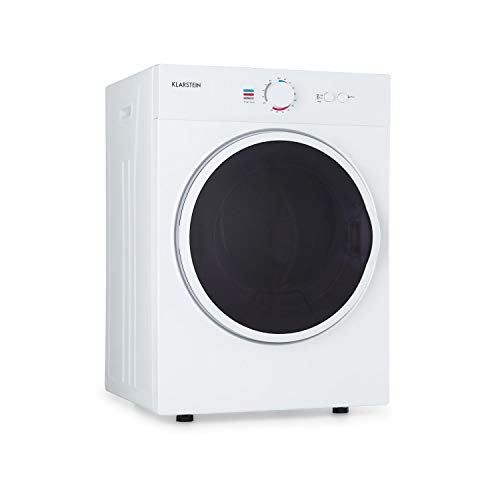 Klarstein Jet Set Séche linge : séchage à évacuation, 1020W, CEE C, 3 kg, sélection de la chaleur, minuterie, compact : 49 x 69 x 47,5 cm (LxHxP), tambour inox, blanc