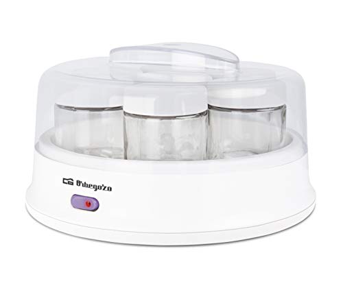 Orbegozo YU 2350 - Yaourtière, 7 pots d'une capacité de 200 ml, couvercle transparent, interrupteur marche/arrêt, 15 W