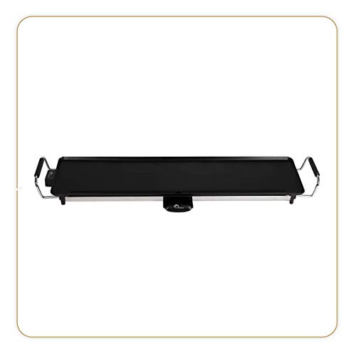 LITTLE BALANCE 8239 Happy Plancha 90, Plancha électrique 8 - 10 personnes, Plaque de cuisson XXL anti-adhésive , Tout type d'aliments , 2000 W , Noir / Inox