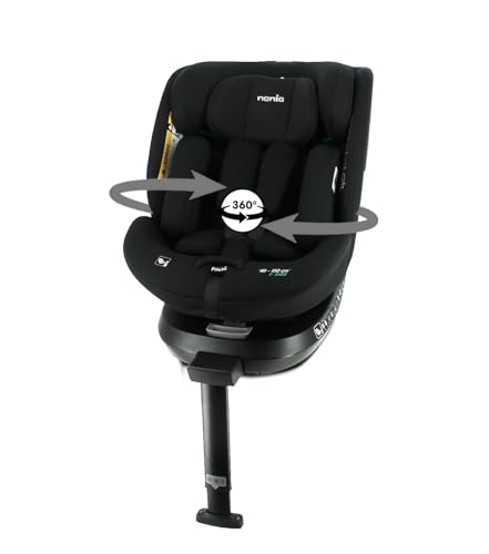 Nania - Siège auto SPIRIT pivotant 360° - I-Size 40-150 cm - Evolutif dès la naissance jusqu'à 12 ans environ - Groupe 0+/1/2/3 - Fixations isofix + jambe de force (Spirit noir)