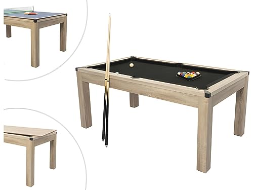 Table transformable Billard & Ping-pong - Coloris naturel clair - L182 x l102 x H80 cm - HENK