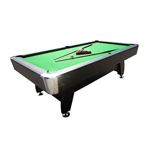 PLAY4FUN Billard Americain avec Retour de Boules Automatique et Accessoires - Marron et Tapis Vert - 214 x 123 x 83 cm