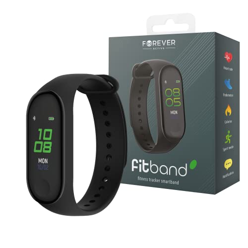 FOREVER Bracelet Montre Connectée SB-50 Fitband - Bracelet Connecté Femme Homme - Smart Fitness Tracker avec Podometre - Bracelet Cardiaque - Montre Calories Dépensées - Smartwatch iOS Android - Noir