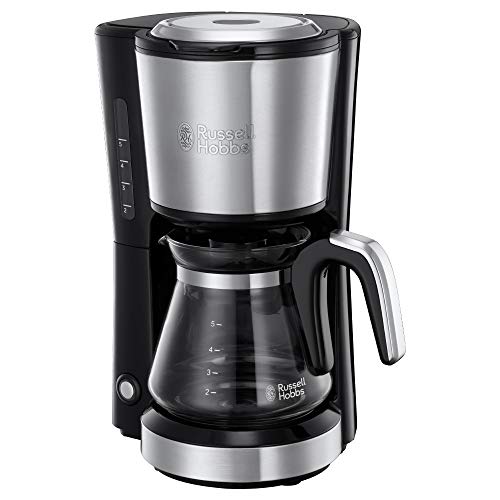 Russell Hobbs Cafetière filtre Mini [Technologie WhirlTech pour extraction & arôme optimaux, Inox] Compact (5 tasses, verseuse en verre 0,6L, filtre permanent amovible inclus) 24210-56