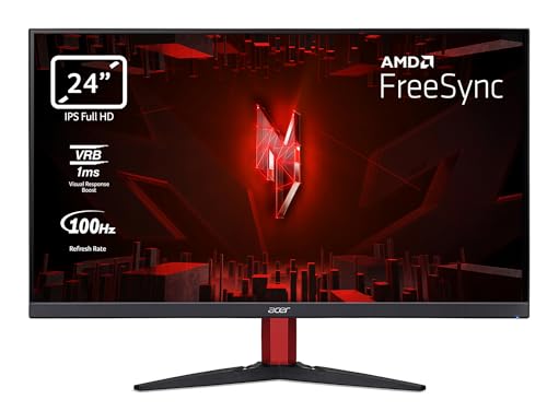 Acer Nitro KG242YEbiif Écran PC Gaming 24" Full HD, 100Hz (1920x1080, 16:9, FreeSync, 1ms VRB, 250 Nits, Comfyview, BlueLightShield, 2xHDMI 2.0/DP 1.2) Moniteur PC Inclinable, Couleur Noir