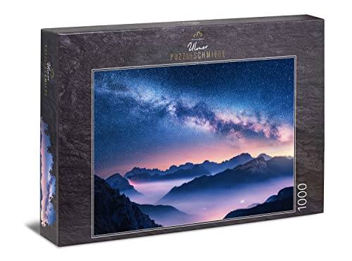 Ulmer Puzzleschmiede - Puzzle « Voie lactée » – Puzzle Spatiale Classique de 1000 pièces – Visibilité Fantastique dans l'univers au-Dessus du Brouillard et du Ciel Nocturne dans Les Montagnes