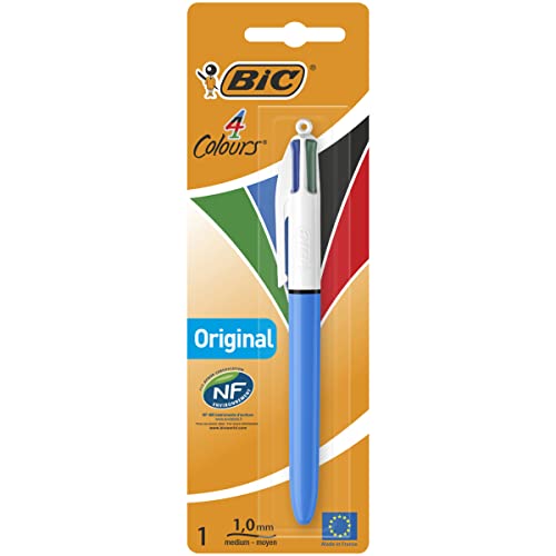 BIC 4 Couleurs Original Stylo-Bille Rétractable Pointe Moyenne (1,0 mm) - Blister de 1