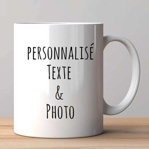 VICVIK Tasse Personnalisable Photo Texte, Mug, Tasse A Cafe Personnalisé Prénom, Cadeau D'anniversaire, Souvenir, Naissance, Collègue