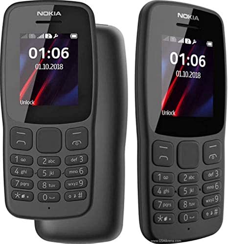 Nokia 106 unlocked 4GB Dual Sim 2018 Gris Foncé avec Lampe Torche LED Radio FM Grand Bouton Téléphone