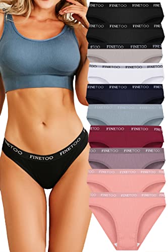 FINETOO Slips Coton Femmes sous-vêtements Respirants Logo Culottes Sport Shorties Sexy Ceinture Bikini Lingerie Multi-Pack Lot de 10 S-XL