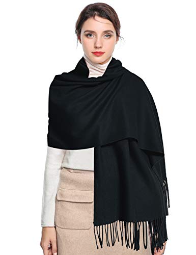 Ease Leap Cachemire Hiver Chaud Écharpe Pour Femmes Pashmina Châle Wrap Hommes Grandes Écharpes Douces pour Autum et Hiver 200cm x 70cm,Noir,78.7 x 27.6 Pouce