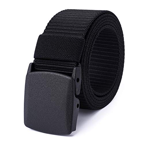 Mile High Life Ceinture Nylon Mixte Ceinture Militaire Extérieure Ajustable Boucle Plastique Sangle Coton(142CM, Noir)