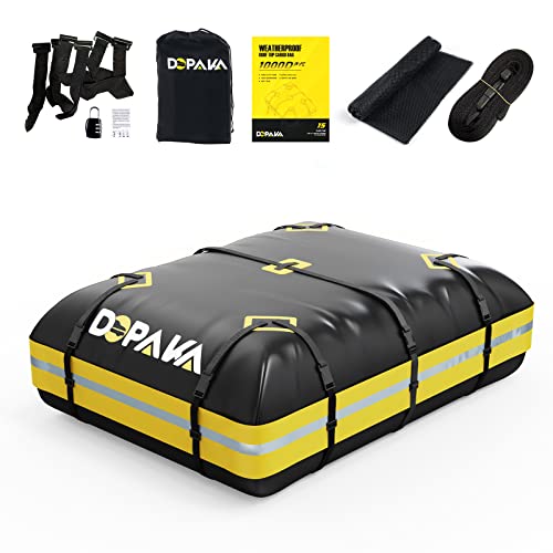 Coffre de Toit de Véhicule Sac de Toit Voiture pour Voyage Résistant aux Intempéries Matériau 1000D Pliable,Convient à Tous Les véhicules avec/sans Porte-Bagages