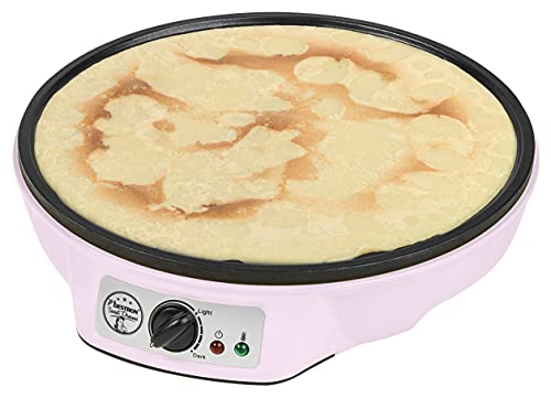 Bestron crêpière electrique, machine a Crepe pour crêpes de Ø 30 cm, y compris distributeur de pâte & spatule à crêpes, avec revêtement antiadhésif, 1000 watts, couleur: Rose
