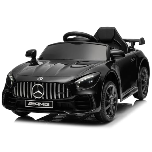 LALAHO Voitures électriques pour Enfants Mercedes Benz AMG avec Télécommande 2.4G, Véhicule électrique Enfant 2 Portes avec MP3 (Noir)