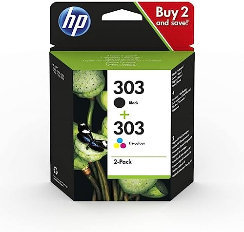 HP 303 Pack de 2 Cartouches d'Encre, Noire et Trois Couleurs, Authentiques (3YM92AE)