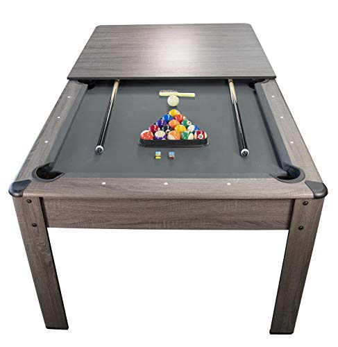 Billard Américain Harmony 6Ft - 206,5 x 116,5 x 80 cm avec Accessoires et Plateau dînatoire - Gris et Tapis Gris