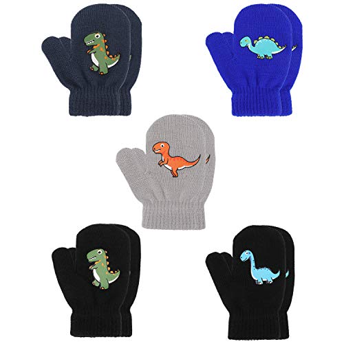 QKURT 5 Paires Gants d'enfants Mitaines Extensibles,Mitaines Magiques Bébé,Mitaines tricotées d'hiver pour 2~5 Ans bébé Filles garçons école Jouant