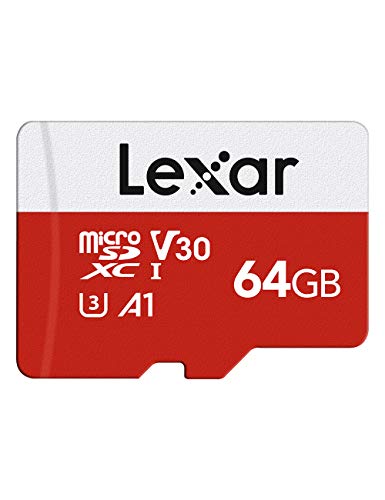 Lexar Carte Micro SD 64 Go, Carte Mémoire Micro SD+ Adaptateur, Microsdxc Carte TF jusqu'à 100 Mo/s, A1, U3, C10, V30, Full HD et 4K UHD pour Caméra, Telephone, Switch